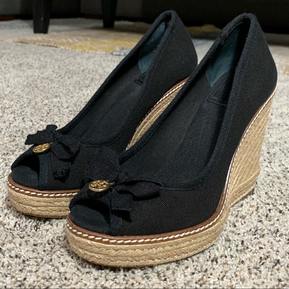 Tory Burch Shoes - Tory Burch “Jackie” Peep Toe Wedge Espadrille